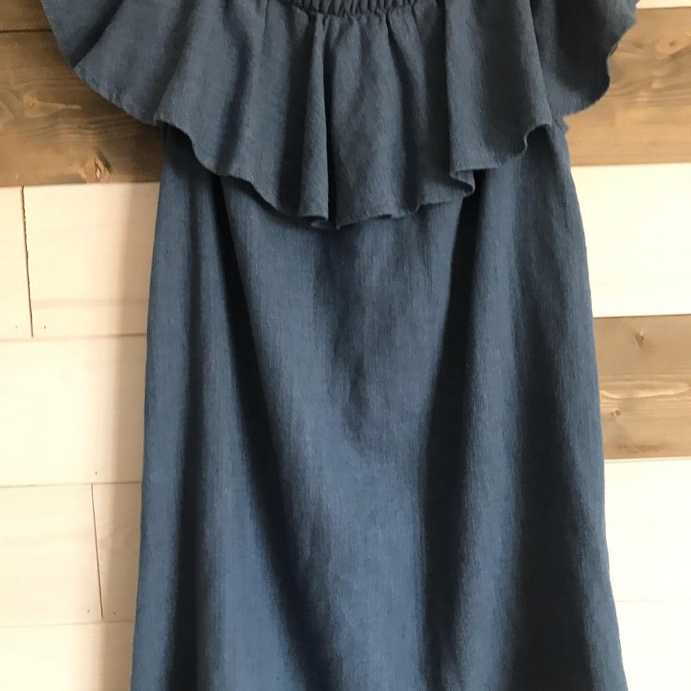 Madewell ⚜️ Blue Linen Rio Ruffled Top Dress - Picture 10 of 14